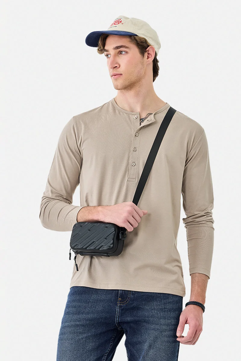سنيتش Stretch Regular Fit Henley Collar T-Shirt